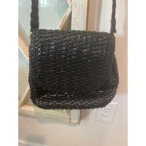 Talbots genuine leather black basket weave crossbody bag